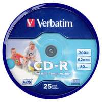 Verbatim Verbatim CD-R 700 MB, 80min, 52x, hengeren, szélesen nyomtatható, matt, "ID" 25db/csomag