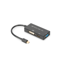 Assmann Assmann Mini DisplayPort 1in3 HDMI+DVI-D+VGA Adapter kábel Fekete