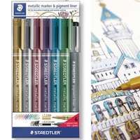 Staedtler Staedtler 1-2 mm Dekormarker kúpos - 6 különböző metál szín ajándék fekete tusfilccel (7 db)