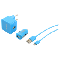 Sencor Sencor SCO 516-000BL USB KIT: Autós töltő + Hálózati töltő + töltőkábel 1m - Kék