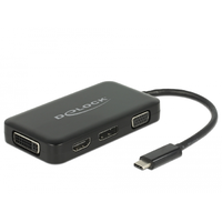 Delock Delock 63929 USB-C apa - (VGA + HDMI + DVI + DisplayPort) anya Adapter - Fekete
