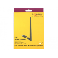 Delock Delock USB 3.0 Kétsávos WLAN ac/a/b/g/n adapter külső antennával