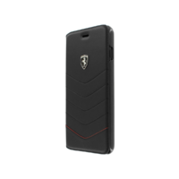 Ferrari Ferrari Heritage Apple iPhone 8Plus / 7 Plus / 6 Plus / 6S Plus Valódi Bőr Flip Tok - Fekete