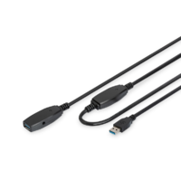 Digitus Digitus USB 3.0 Aktív hosszabbító kábel 20m - Fekete