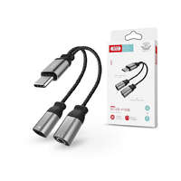XO XO NB-R160B 2in1 USB-C apa - 3,5 mm jack anya audio + USB-C anya töltő audio adapter