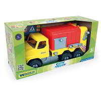 Wader Wader: City Truck kukás teherautó - Piros/sárga