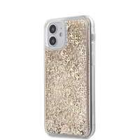 Guess Guess 4G Liquid Glitter Apple iPhone 12 mini Szilikon Tok - Arany/Mintás