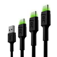 Green Cell GC Ray USB-A - USB-C apa 2.0 Adat és töltő kábel szett - Fekete (0,3m 1,2m 2m)