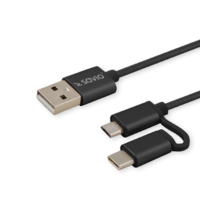 Savio Savio CL-128 USB-A apa - Micro USB/USB-C apa 2.0 Adat és töltőkábel - Fekete (1m)