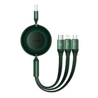 Baseus Baseus Bright Mirror Series II Retractable USB-A apa 2.0 - USB-C/Lightning/Micro USB apa Adat és töltőkábel - Zöld (1.1m)