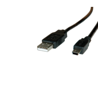 Roline Roline 11.02.8730 USB-A apa - Mini USB apa 2.0 Összekötő kábel - Fekete (3m)