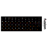 Fusion Fusion Billentyűzet matrica - Fekete alapon Narancssárga/Fehér (Orosz/Angol)