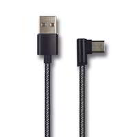 2GO 2GO "Deluxe" USB-A apa - USB-C apa Adat és töltő kábel - Fekete (1m)