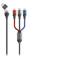 2GO 2GO USB-A/USB-C apa - Lightning/MicroUSB/USB-C 2.0 Adat és töltő kábel - Fekete (1.2m)