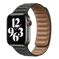 OEM OEM Apple Watch S1/2/3/4/5/6/7/8/SE/Ultra Mágneses Műbőr/Szilikon szíj 42/44/45/49mm - Fekete/Barna