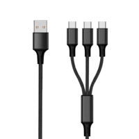 2GO 2GO USB-A apa - 3x USB-C apa Töltő kábel - Fekete (1,5m)