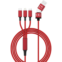 Egyéb Smrter Hydra ULTRA 5in1 USB-A/USB-C apa - Micro USB/USB-C/Lightning apa 2.0 Adat és töltőkábel - Piros (1.2m)