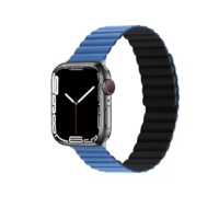 Phoner Phoner Rever Apple Watch S4/S5/S6/S7/S8/S9/SE/Ultra Mágneses szilikon Szíj 42/44/45/49mm - Kék/Fekete M/L