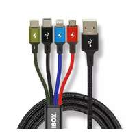 iBox I-box IKUM4W1CLR USB-A apa - 2xUSB-C / MicroUSB / Lightning 2.0 Adat és töltő kábel - Fekete (1,2m)
