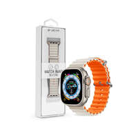 Devia Devia Deluxe Apple Watch S4/S5/S6/S7/S8/S9/SE/Ultra Szilikon Sport Szíj 42/44/45/49mm - Fehér/Narancssárga