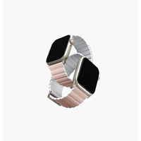 Uniq Uniq Revix Premium Apple Watch S4/S5/S6/S7/S8/S9/SE/Ultra Szilikon Szíj 42/44/45/49mm - Rózsaszín/Fehér