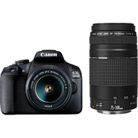 Canon Canon EOS 2000D Digitális fényképezőgép + + EF-S 18-55mm IS II objektív + EF 75-300mm III objektív - Fekete