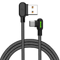 Mcdodo Mcdodo CA-5280 LED USB-A apa - USB-C apa 2.0 Adat és töltőkábel - Fekete (3m)
