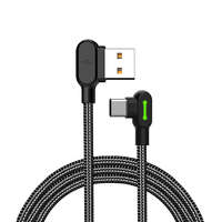 Mcdodo Mcdodo CA-5280 LED USB-A apa - USB-C apa 2.0 Adat és töltőkábel - Fekete (0.5m)