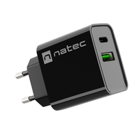 Natec Natec Ribera NUC-2062 USB-C / USB-A Hálózati töltő - Fekete (20W)