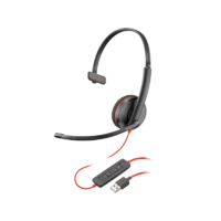 HP HP Poly Blackwire 3210 (USB Type-A) Vezetékes Mono Headset - Fekete/Piros (BULK)