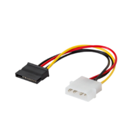 Savio Savio AK-10 Molex 4 Pin apa - SATA 15 Pin anya Tápegység kábel 0.18m - Fekete/Sárga/Piros