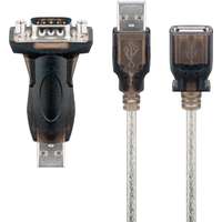 Goobay Goobay USB-A apa - RS232 apa Mini átalakító + USB-A apa - USB-A anya kábel 1.5m - Átlátszó