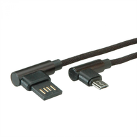 Roline Roline USB-A 90° apa - MicroUSB-B 90° apa 2.0 Adat és töltő kábel - Fekete (1.8m)
