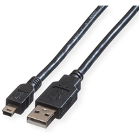 Roline Roline USB-A apa - MiniUSB-B apa 2.0 Adat és töltő kábel - Fekete (0.8m)