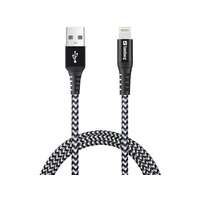 Sandberg Survivor USB-A apa - Lightning apa 2.0 Töltő kábel - Fekete/Fehér (1m)