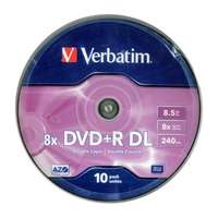 Verbatim Verbatim DVD+R 8,5 GB, 8x, kétrétegű lemez "Double Layer", hengeren, 10db/csomag