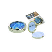 Hanipol H.C.181-8211 Gyógyszeres fémdoboz 3 fakkos műanyag belsővel,tükörrel 7x7x1,5cm,Van Gogh:Csillagos éj