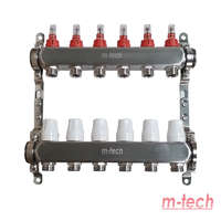 m-tech m-tech UniTherm áramlásmérős INOX osztó-gyűjtő, 1" 3/4" eurokónuszos csatlakozással, 6 körös