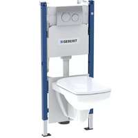 Geberit Geberit Duofix Basic szerelőelem, Selnova Square Rimfree fali WC, lecsapadódásgátlós ülőkével