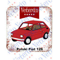  Veterán autós poháralátét - Polski Fiat 126 piros