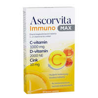 Ascorvita Ascorvita immuno max étrend-kiegészítő bevont tabletta c-, d-vitaminnal és cinkkel 30 db