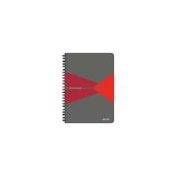 LEITZ Spirálfüzet, A5, kockás, 90 lap, laminált karton borító, LEITZ "Office", szürke-piros