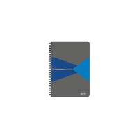 LEITZ Spirálfüzet, A5, kockás, 90 lap, laminált karton borító, LEITZ "Office", szürke-kék