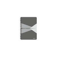 LEITZ Spirálfüzet, A5, kockás, 90 lap, PP borító, LEITZ "Office", szürke