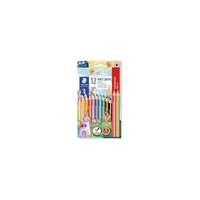 STAEDTLER Színes ceruza készlet, háromszögletű, vastag, hegyezővel, STAEDTLER "Noris® Jumbo 128", 10+2 különböző szín
