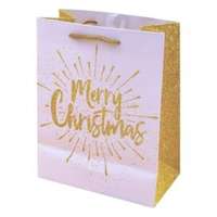 CREATIVE Dísztasak CREATIVE Luxury M 18x23x10 cm karácsonyi arany mintás matt glitteres zsinórfüles