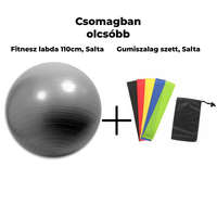 Fitness labda, durranásmentes, Salta - 110 cm - Szürke + Gumiszalag szett, Salta csomagajánlat