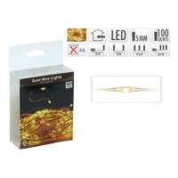  Karácsonyi 100 LEDes fényfüzér aranydrót extra melegfehér elemes 505cm AX8700040 - Karácsonyi LED...