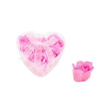  Szappan rózsa szett rózsaszín szív dobozban 6db 4cm 7538 - Ajándék szappan