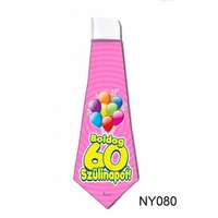  Nyakkendő NY080 Boldog 60. Szülinapot rózsaszín - Tréfás Nyakkendő